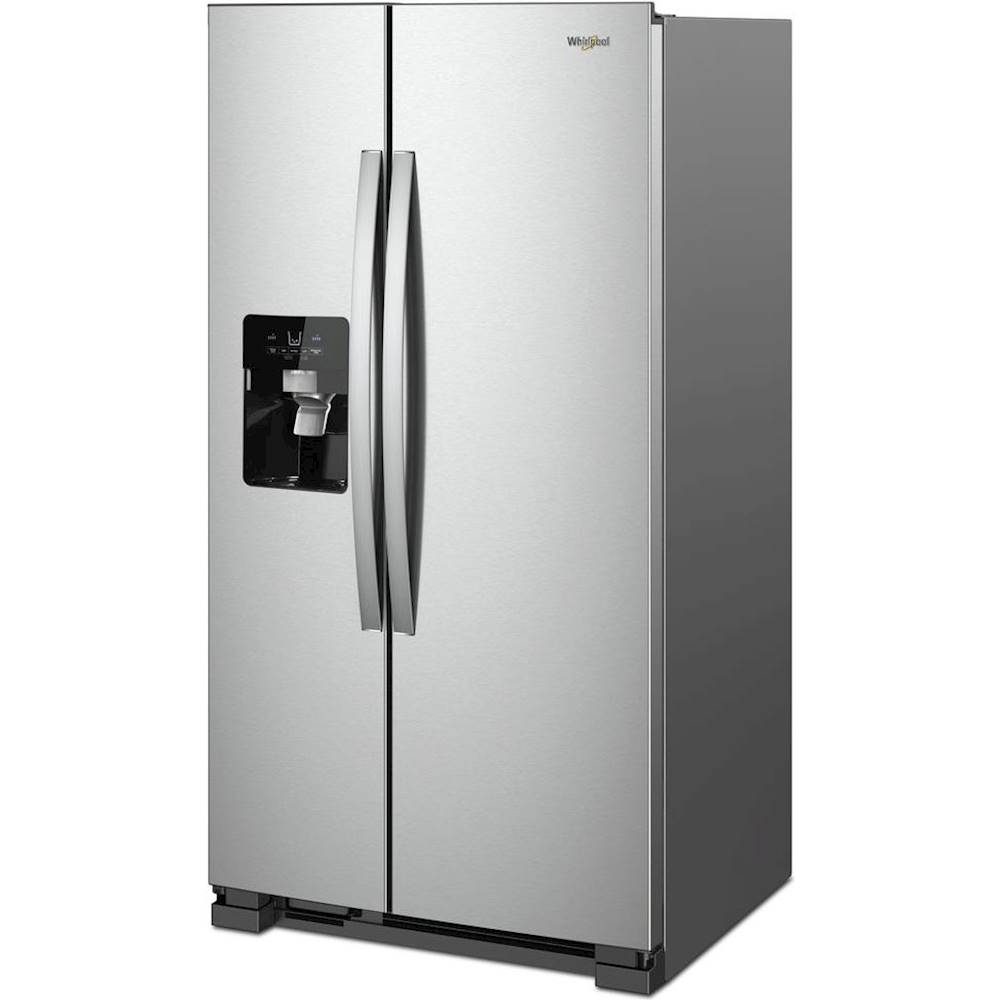 Left View: GE - 21.8 Cu. Ft. Side-by-Side Counter-Depth Refrigerator - Slate