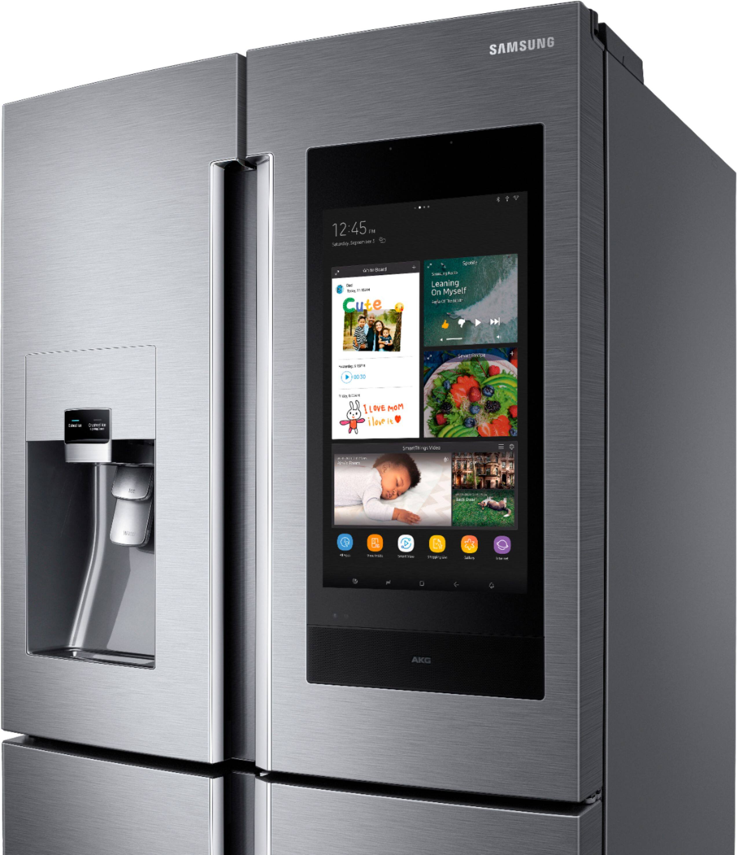 Alt View 4. Samsung - Family Hub 28 Cu. Ft. 4-Door Flex French Door Fingerprint Resistant Refrigerator - Stainless steel.