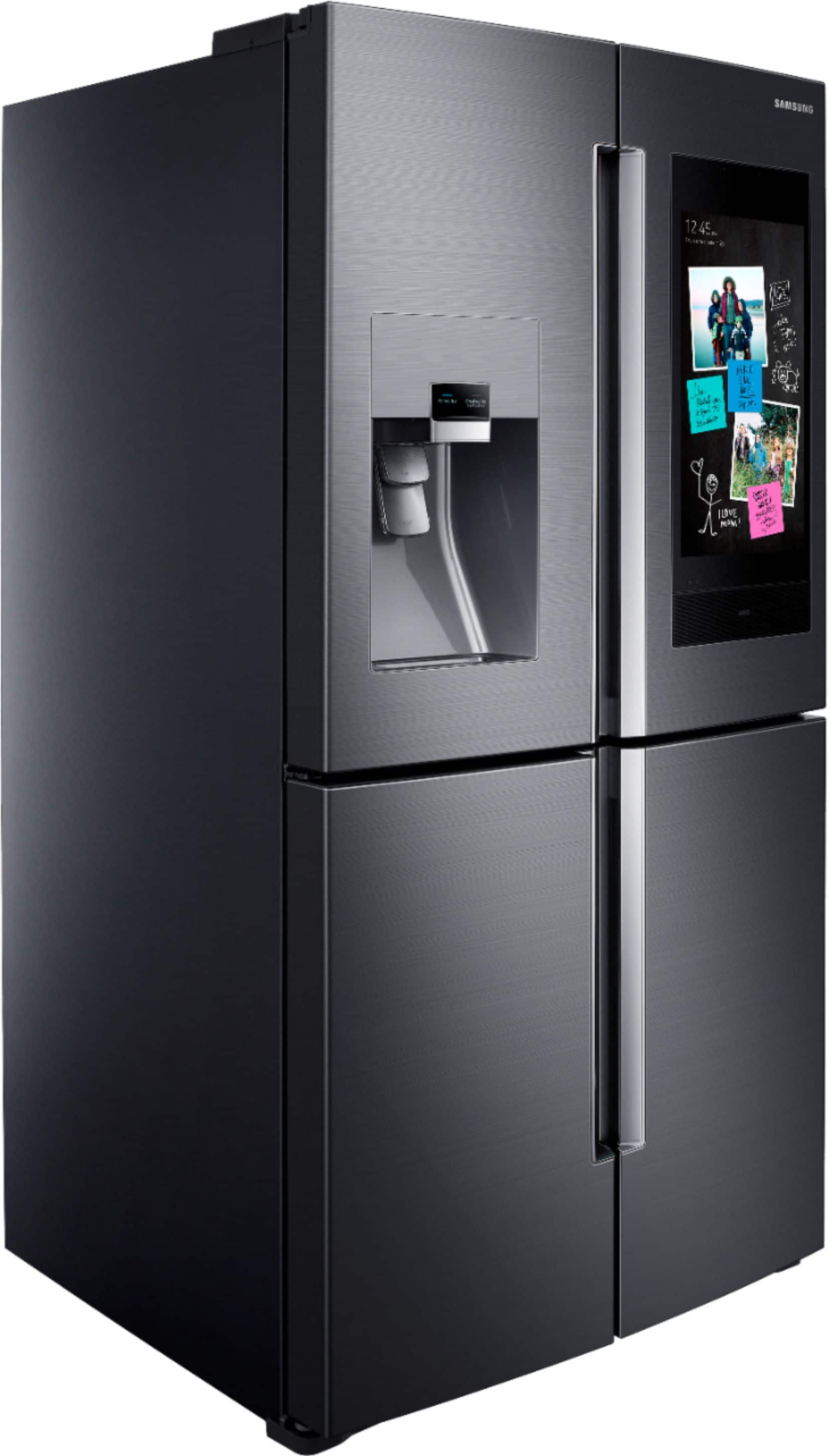 Alt View 12. Samsung - 28 cu. ft. 4-Door Flex French Door Smart Refrigerator with Family Hub - Black Stainless Steel.