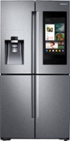Samsung - 22 cu. ft. 4-Door Flex French Door Counter Depth Smart Refrigerator with Family Hub - Stainless Steel - Front_Zoom