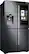 Angle. Samsung - Family Hub 22 Cu. Ft. 4-Door Flex French Door Counter-Depth Fingerprint Resistant Refrigerator - Black stainless steel.