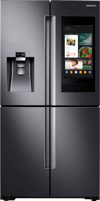 Samsung Family Hub 22 Cu Ft 4 Door Flex French Door Counter Depth Fingerprint Resistant Refrigerator Black Stainless Steel Rf22n9781sg Best Buy