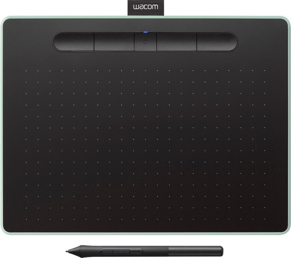 Left View: Wacom - Intuos Wireless Graphics Drawing Tablet for Mac, PC, Chromebook & Android (Medium) with Software Included - Pistachio