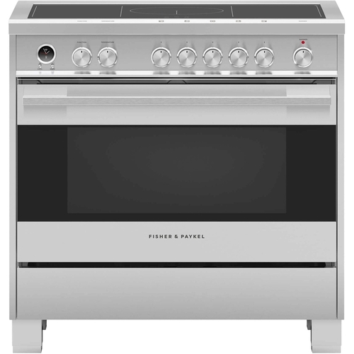 Fisher & Paykel - 4.9 Cu. Ft. Self-Cleaning Freestanding Electric Induction Range - Brushed stainless steel/black glass