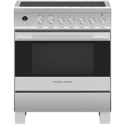 Front. Fisher & Paykel - 3.5 Cu. Ft. Self-Cleaning Freestanding Electric Induction Convection Range - Stainless Steel/Black Glass.
