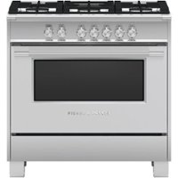 Fisher & Paykel - 4.9 Cu. Ft. Freestanding Gas Convection Range - Brushed Stainless Steel/Black Glass - Front_Zoom