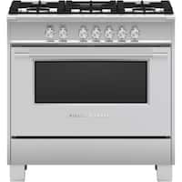 Fisher & Paykel - 4.9 Cu. Ft. Freestanding Gas Convection Range - Brushed Stainless Steel/Black Glass - Front_Zoom