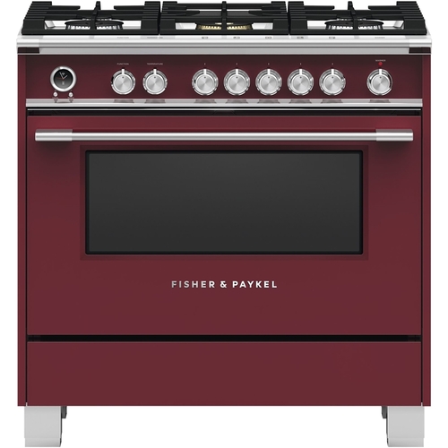 Fisher & Paykel - 4.9 Cu. Ft. Self-Cleaning Freestanding Dual Fuel Convection Range - Red