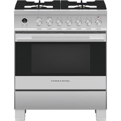 Fisher & Paykel - 3.6 Cu. Ft. Self-Cleaning Freestanding Dual Fuel Convection Range - Stainless Steel/Black Glass