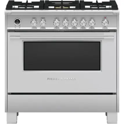 Front. Fisher & Paykel - 4.9 Cu. Ft. Self-Cleaning Freestanding Dual Fuel Convection Range - Stainless Steel.
