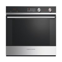 Fisher & Paykel - 23.5" Built-In Single Electric Convection Wall Oven - Polished Stainless Steel/Black Glass - Front_Zoom