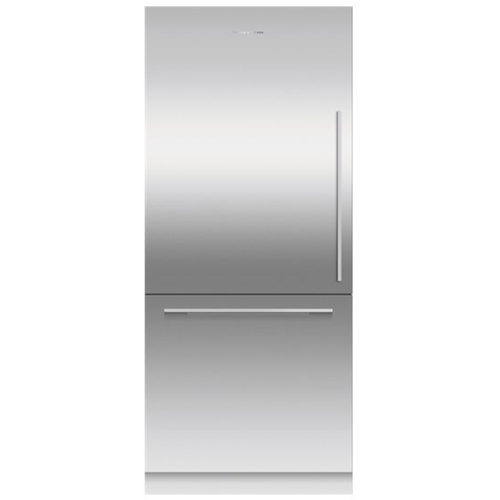 Left View: Fisher & Paykel - ActiveSmart 16.8 Cu. Ft. Bottom-Freezer Built-In Refrigerator - White