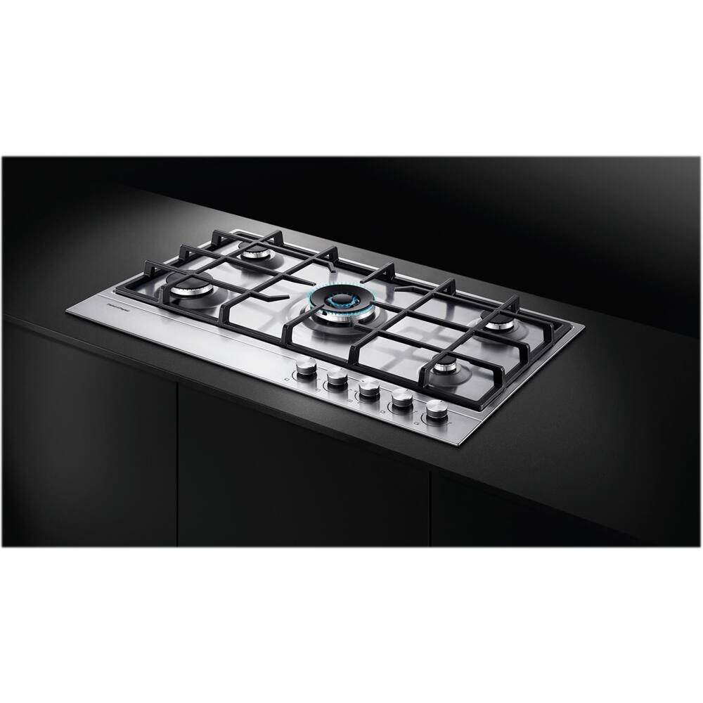 Alt View 11. Fisher & Paykel - 35.4" Gas Cooktop - Stainless Steel.