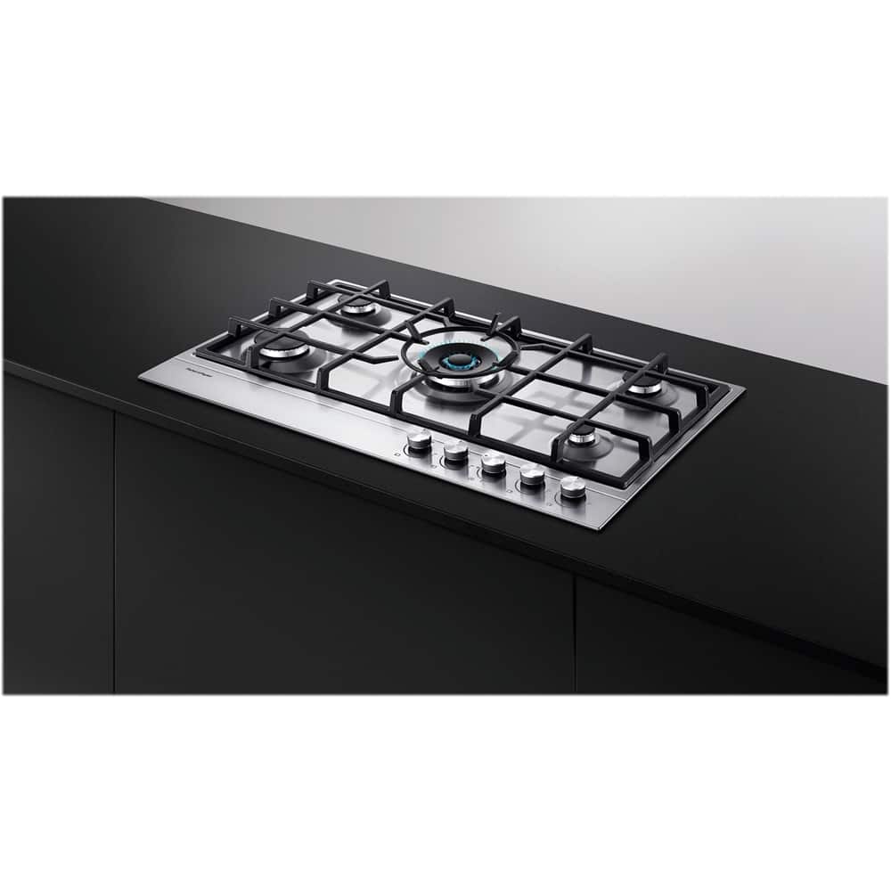 Alt View 12. Fisher & Paykel - 35.4" Gas Cooktop - Stainless Steel.