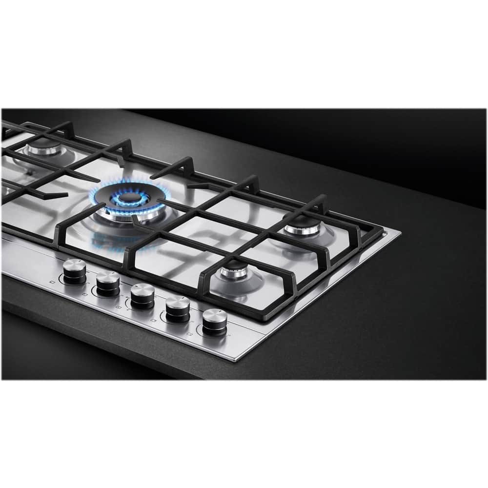 Alt View 14. Fisher & Paykel - 35.4" Gas Cooktop - Stainless Steel.