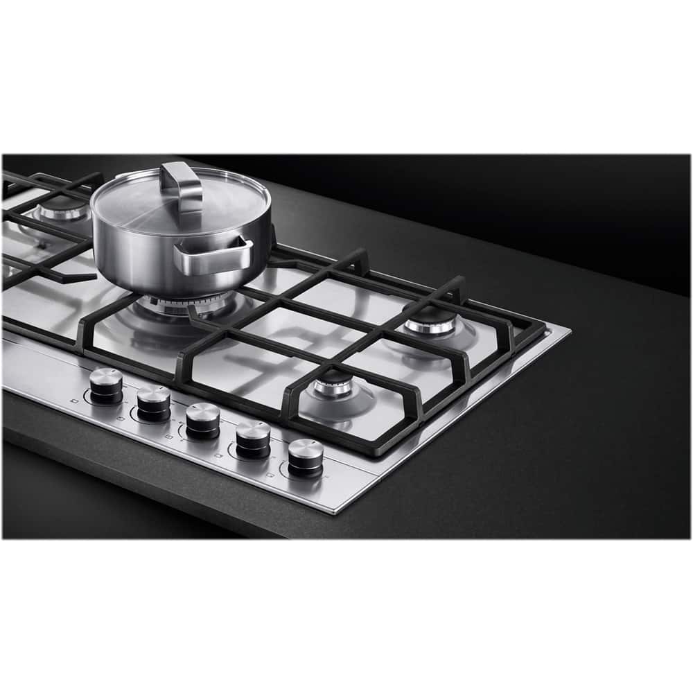 Alt View 15. Fisher & Paykel - 35.4" Gas Cooktop - Stainless Steel.
