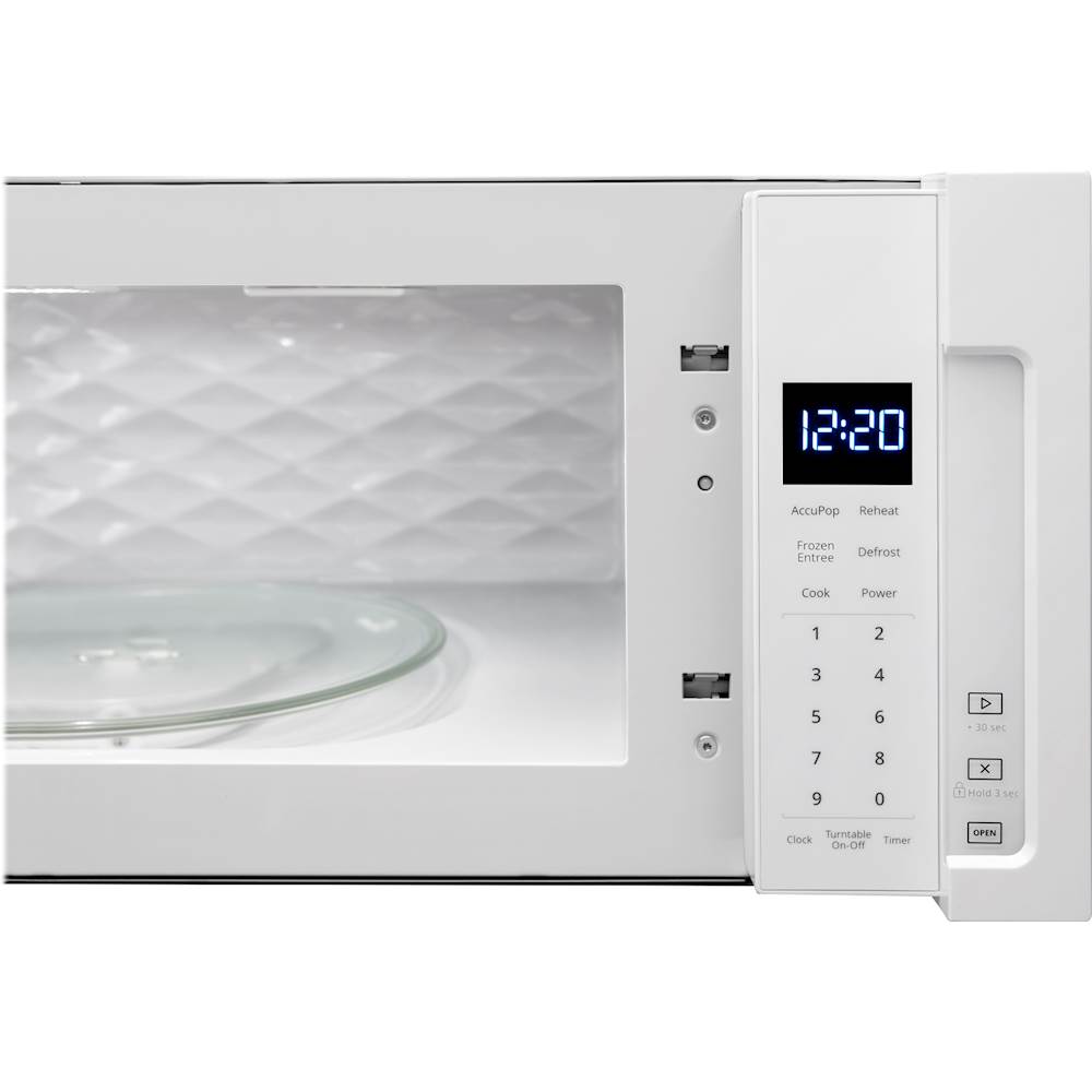 Left View: Whirlpool - 1.1 Cu. Ft. Low Profile Over-the-Range Microwave Hood Combination - White