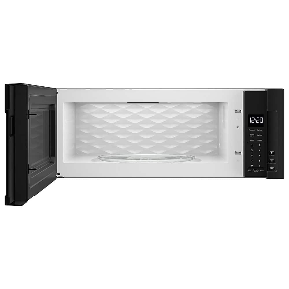 Angle. Whirlpool - 1.1 Cu. Ft. Low Profile Over-the-Range Microwave Hood Combination - Black.