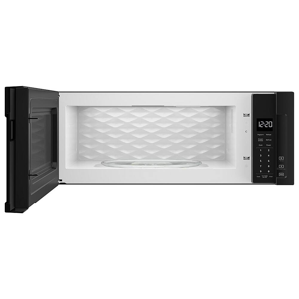 Angle. Whirlpool - 1.1 Cu. Ft. Low Profile Over-the-Range Microwave Hood Combination - Black.