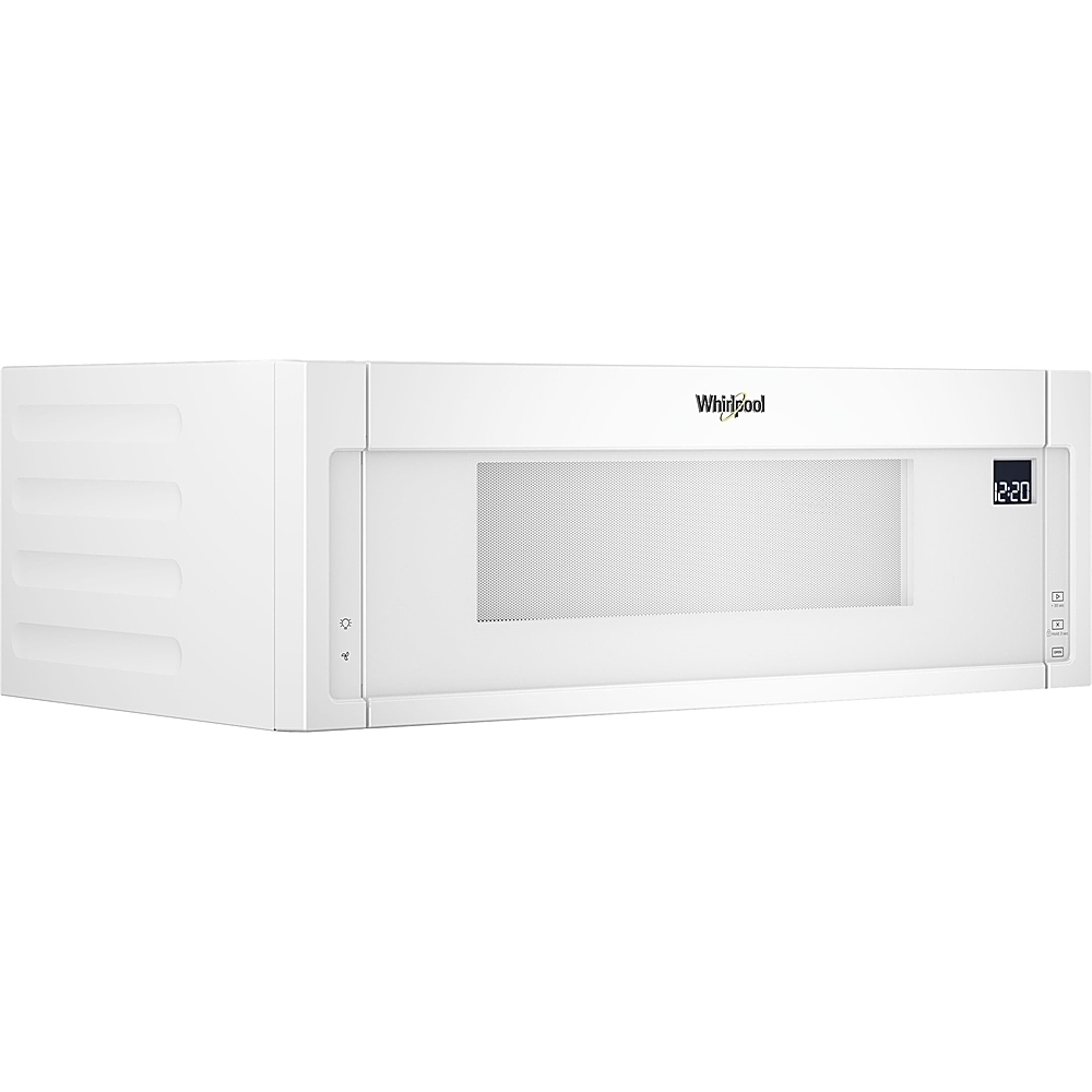 Left View: Whirlpool - 1.1 Cu. Ft. Low Profile Over-the-Range Microwave Hood Combination - White