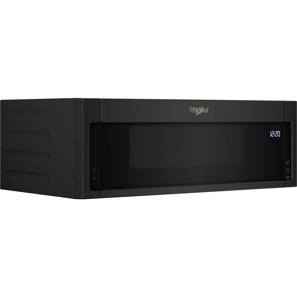 Left View: Whirlpool - 1.1 Cu. Ft. Low Profile Over-the-Range Microwave Hood Combination - Black