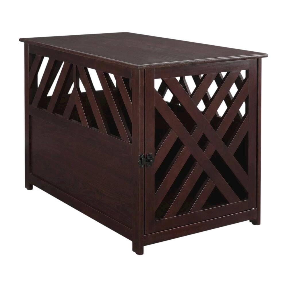 Left. FurniFact - Espresso Wooden End Table with Sturdy Frame and Classic Design - Espresso.