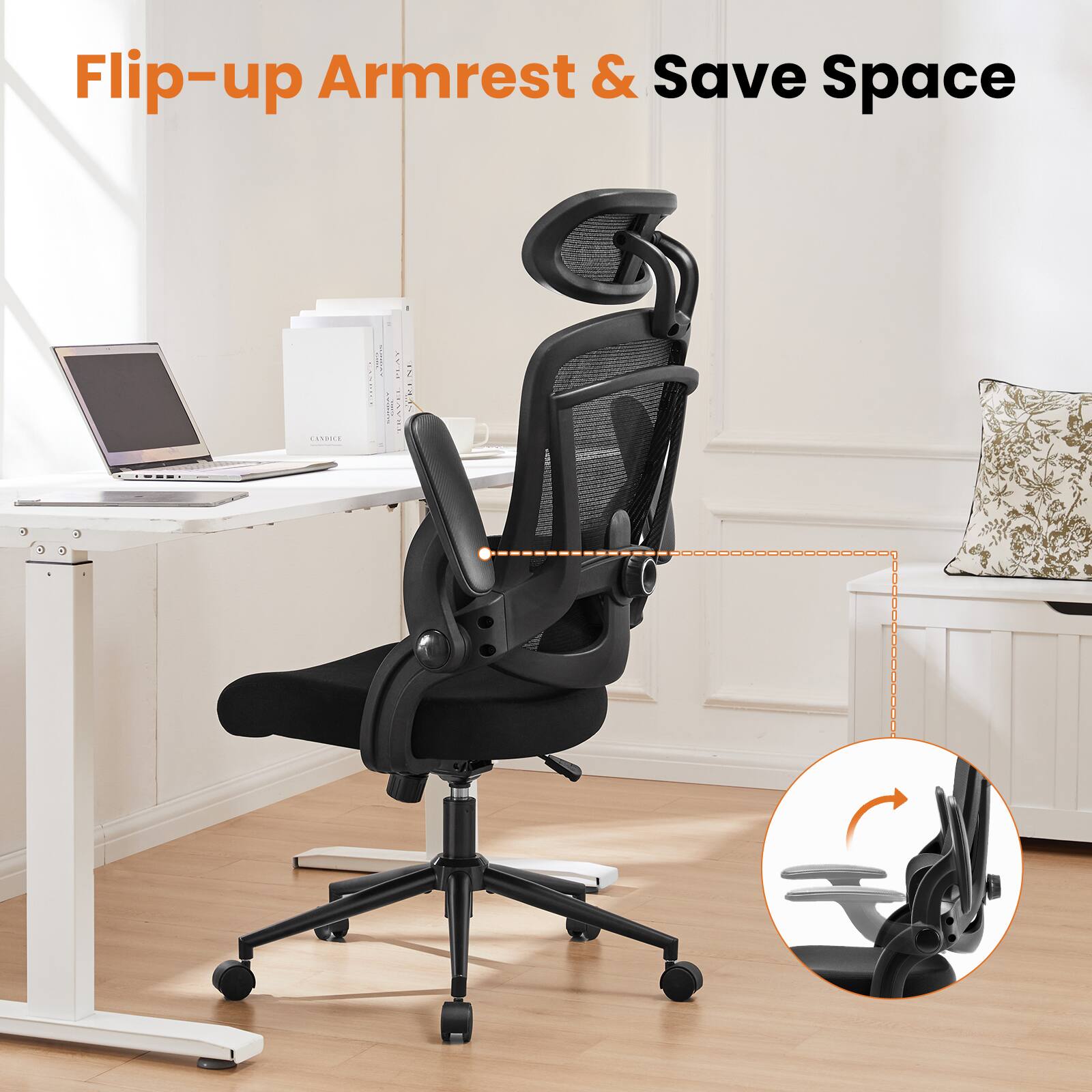 Flip-up Armrest & Save Space