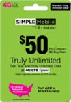Front. Simple Mobile - $50 Prepaid Phone Card.