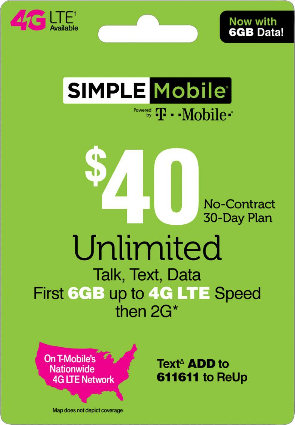 Best Buy: Simple Mobile $40 Prepaid Phone Card SIMPLE MOBILE $40 UNL ...