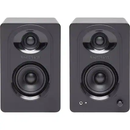 Front. Samson - MediaOne 3" 10W 2-Way Powered Studio Monitors (Pair) - Black.