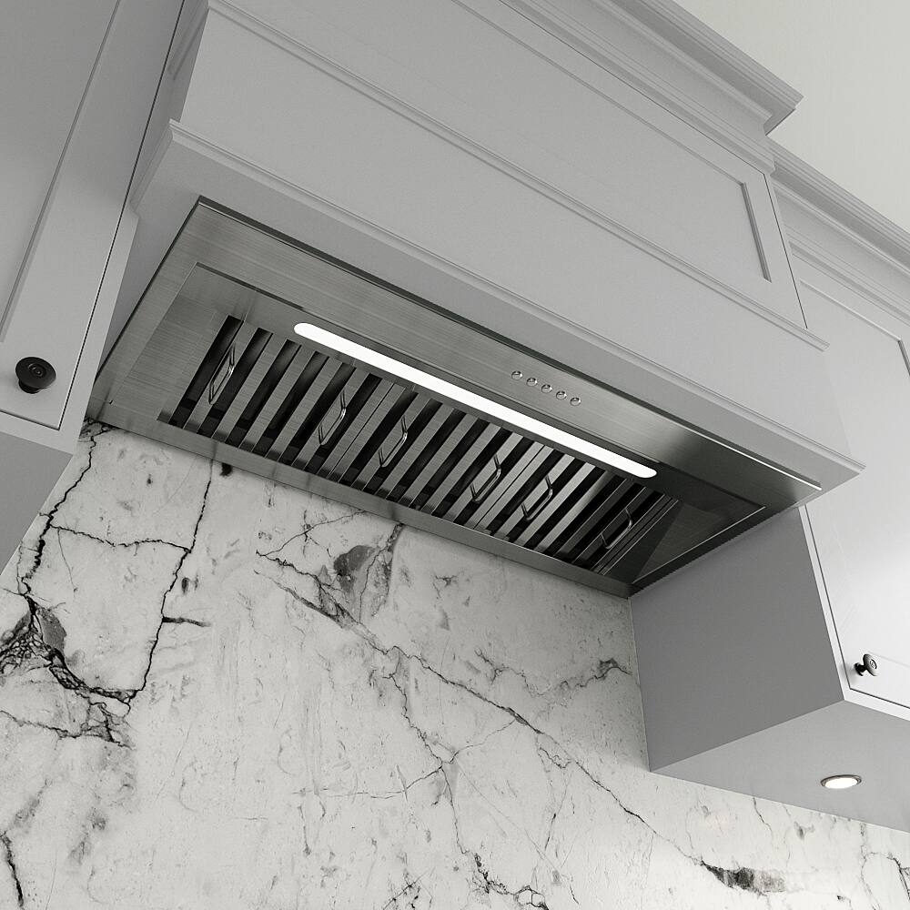 Alt View 1. Streamline - 34 in. Genoa Convertible 350 CFM Range Hood, Baffle Filters, Electronic Button Control, LED Light - Brushed Stainless Steel.