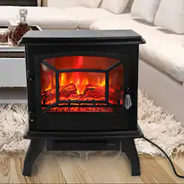Winado - 23" 1400W Indoor Electric Fireplace Fake Log Insert LED Glowing Heating - Black