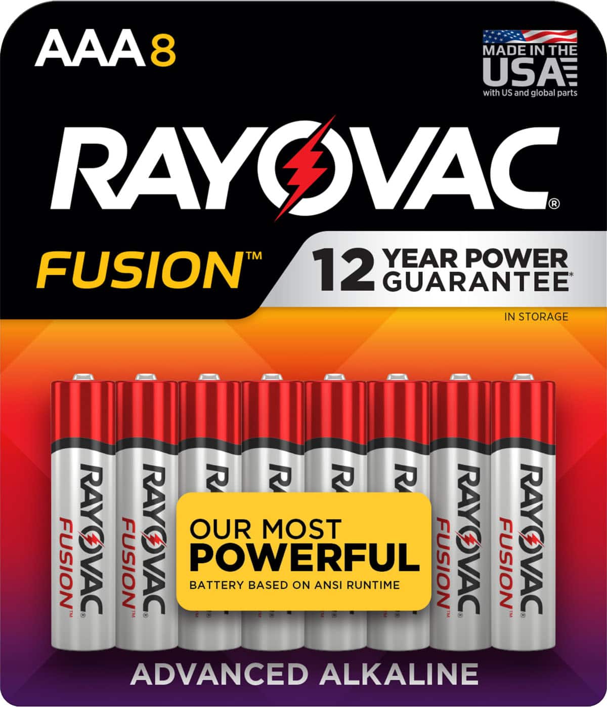 Front. Rayovac - Rayovac Fusion AAA Batteries (8 Pack), Triple A Alkaline Batteries - Silver.