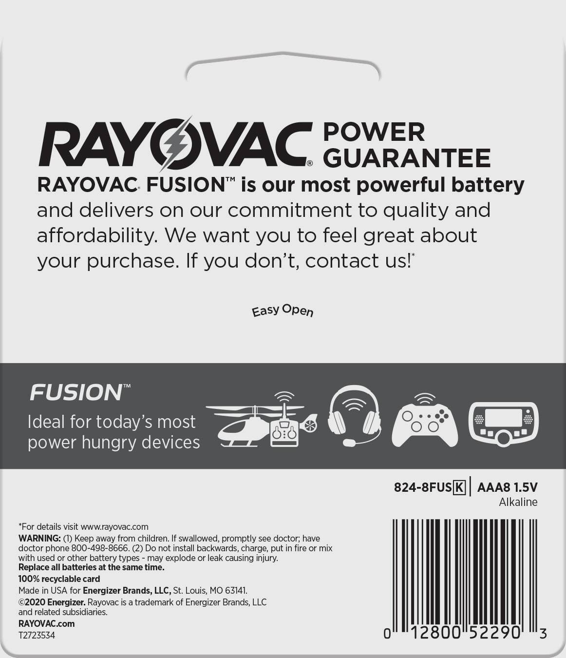 Alt View 1. Rayovac - Rayovac Fusion AAA Batteries (8 Pack), Triple A Alkaline Batteries - Silver.