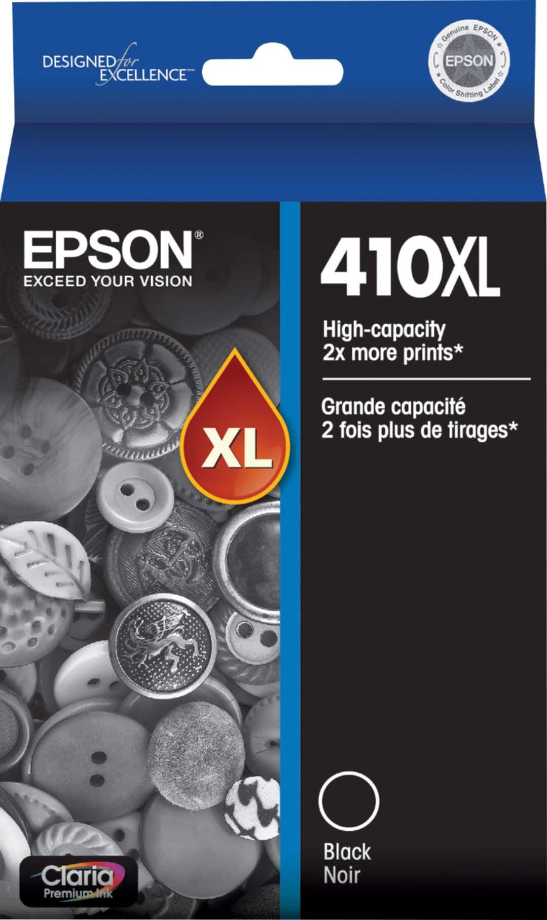 Front. Epson - 410XL High-Yield Ink Cartridge - Black.