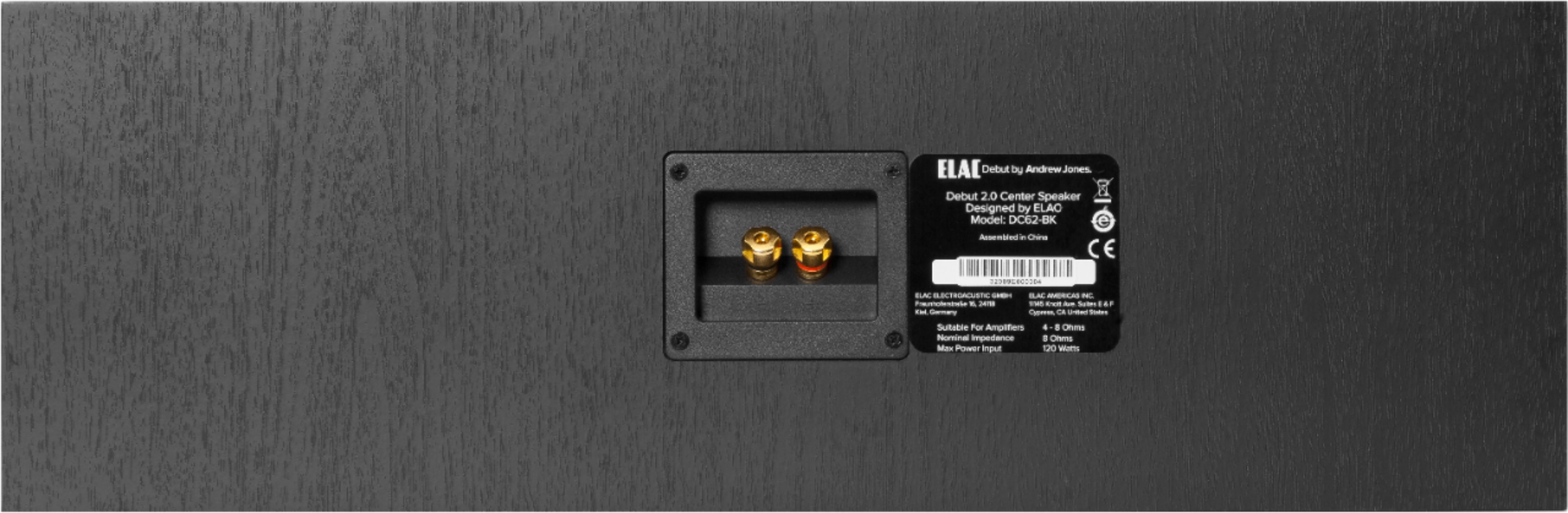 Back View: ELAC - Debut 2.0 Dual 6-1/2" 2-Way Center-Channel Speaker - Black Ash