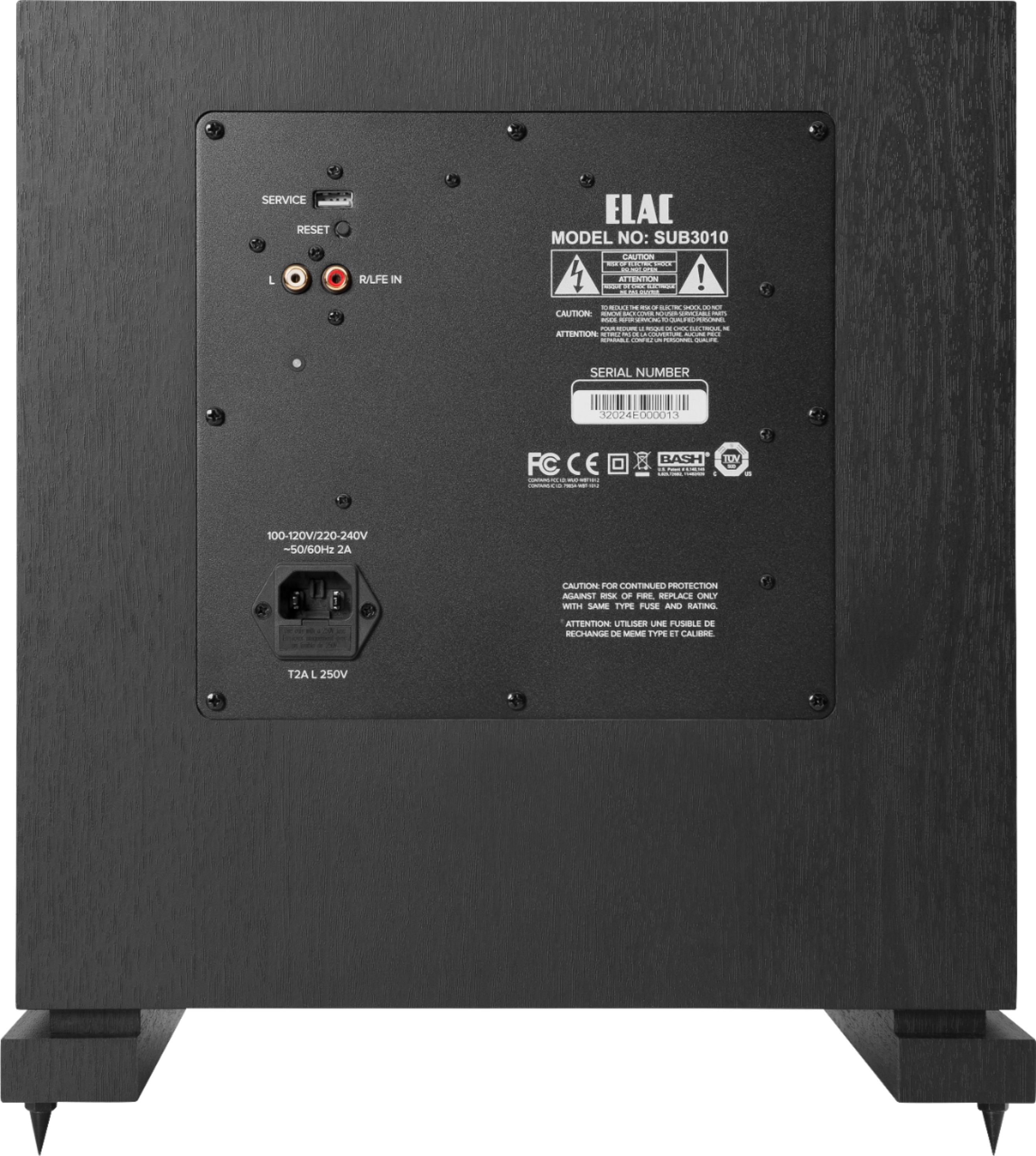 Back View: ELAC - 3000 Series 10" 200W Powered Subwoofer (Each) - Black