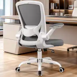 KERDOM - Colorful Mesh Ergonomic Office Chair with Adjustable Lumbar Support & Height, Swivel Desk Chair with Flip-up Arms, Tilt - Dark Gray