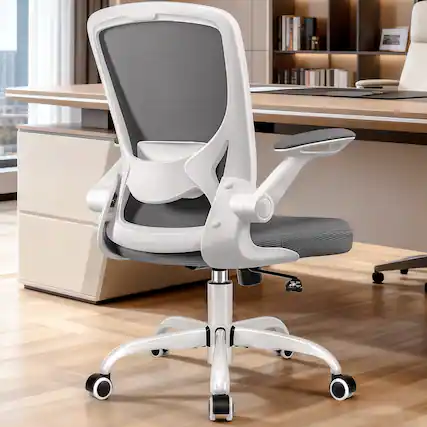 Front. KERDOM - Colorful Mesh Ergonomic Office Chair with Adjustable Lumbar Support & Height, Swivel Desk Chair with Flip-up Arms, Tilt - Dark Grey.