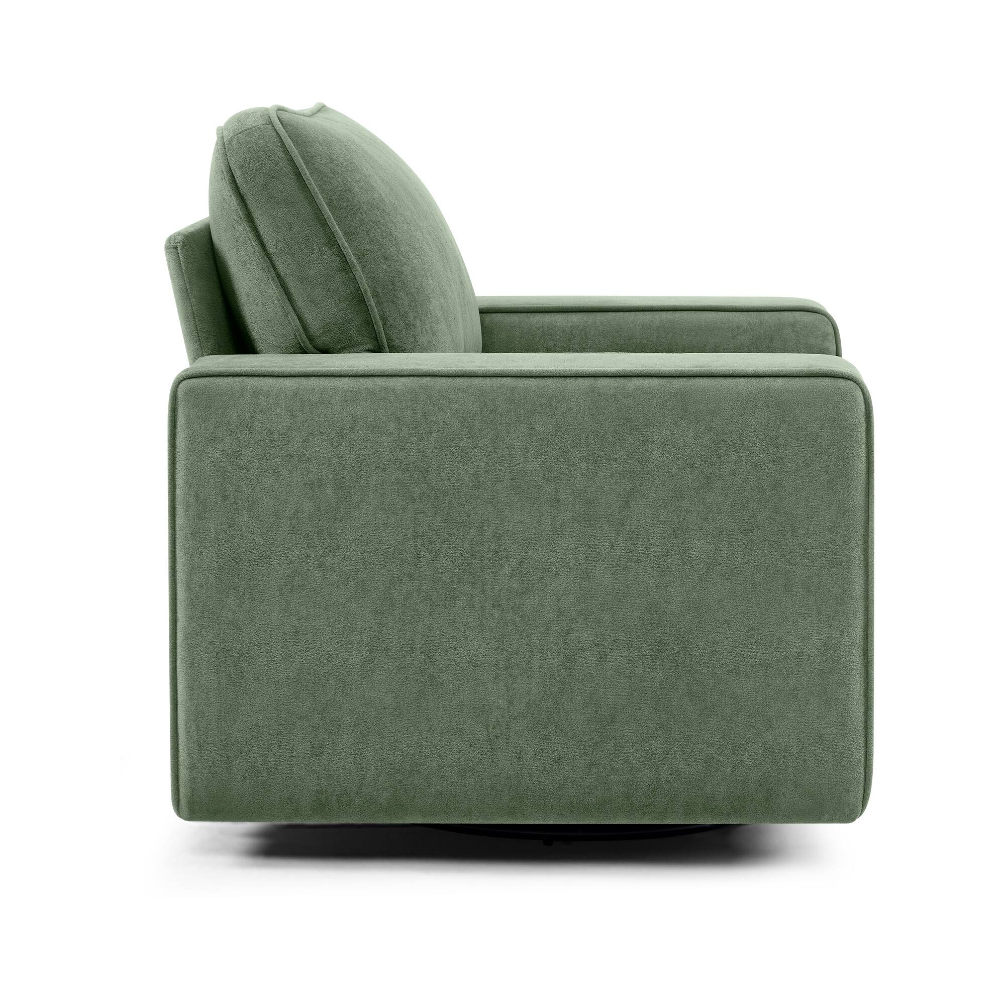 Left. Brick Attic - 36.2"Wide Swivel Accent Chair,360° Rotation Upholstered Comfortable Cushioned Seating, Pillowback Glider Rocking Chair - Green.