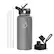 Angle. Buzio - 32oz Insulated Water Bottle with Straw Lid and Spout Lid - Gray.