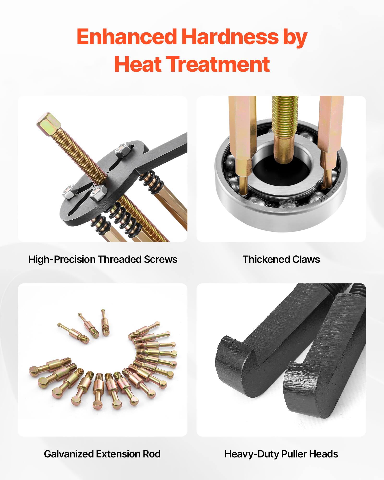 Enhanced Hardness by Heat Treatment

High-Precision Threaded Screws

Thickened Claws

Galvanized Extension Rod

Heavy-Duty Puller Heads