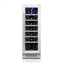 Yeego - 12" Wine Cooler ,18-Bottle Fridge , Built-in & Freestanding - Stainless Steel