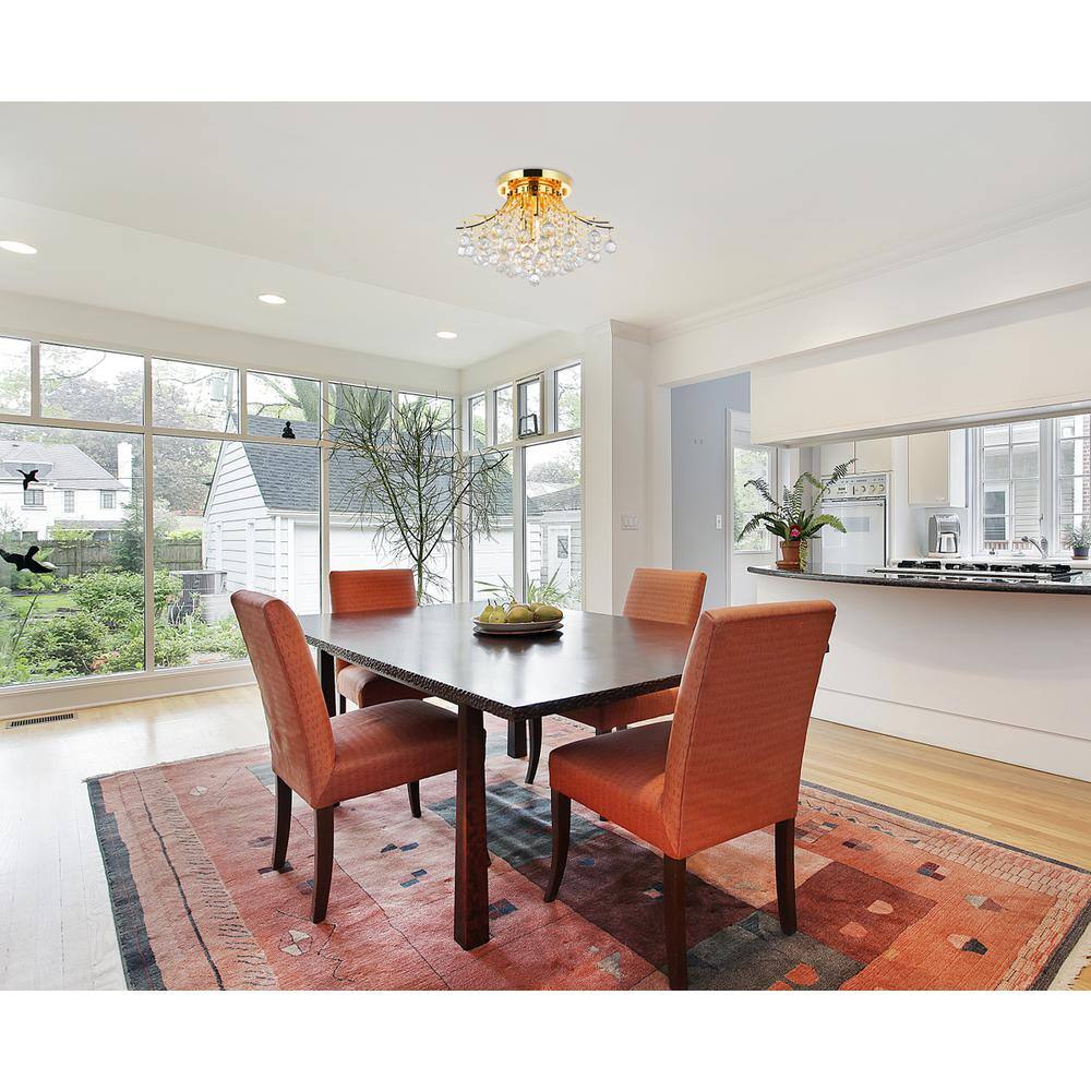 Angle. Elegant Lighting - Toureg 6 light Gold Flush Mount Clear Royal Cut Crystal - Gold.