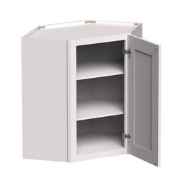 Boyel Living - 24-in W x 30-in H x 12-in D Shaker Diagonal Corner Kitchen Wall Cabinet with Soft-Close Door - Glacier White