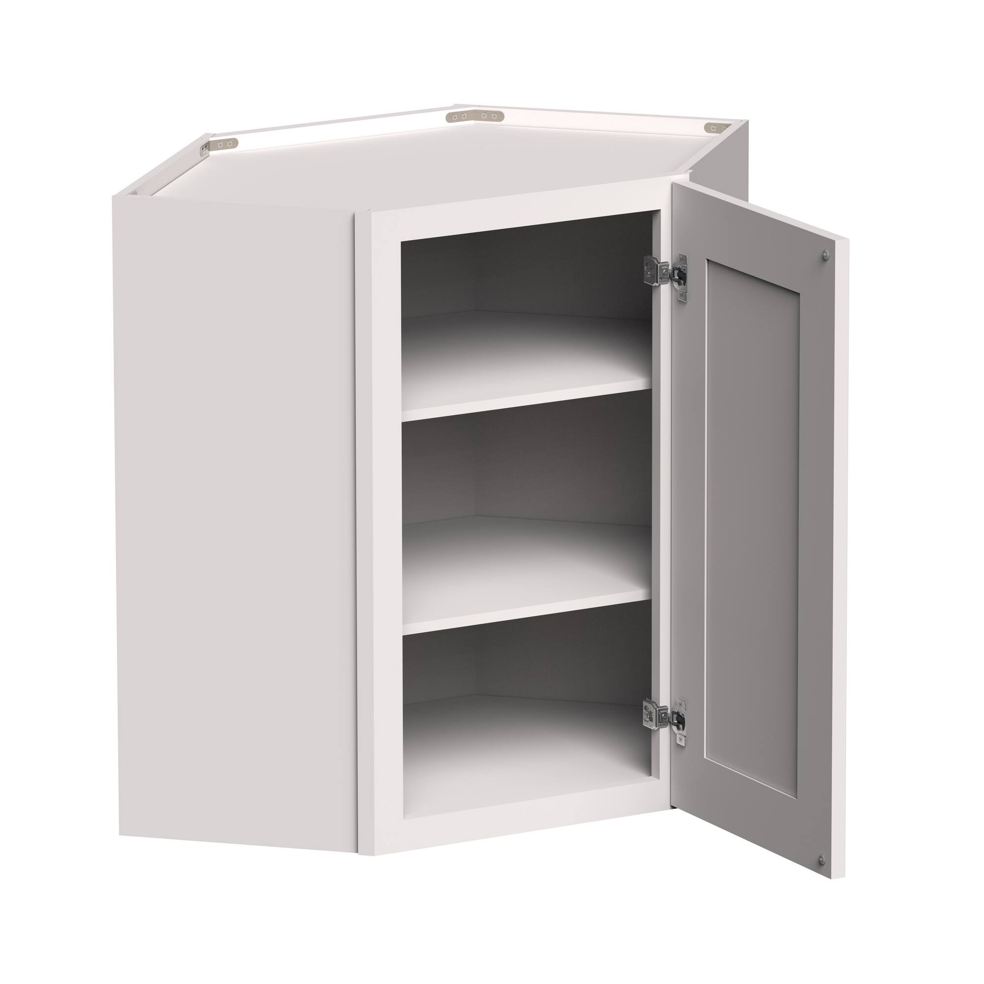 Front. Boyel Living - 24-in W x 30-in H x 12-in D Shaker Diagonal Corner Kitchen Wall Cabinet with Soft-Close Door - Glacier White.