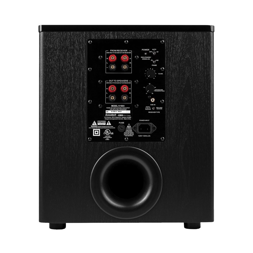 Back View: BIC America - 12" 500W Powered Subwoofer - Black Lacquer