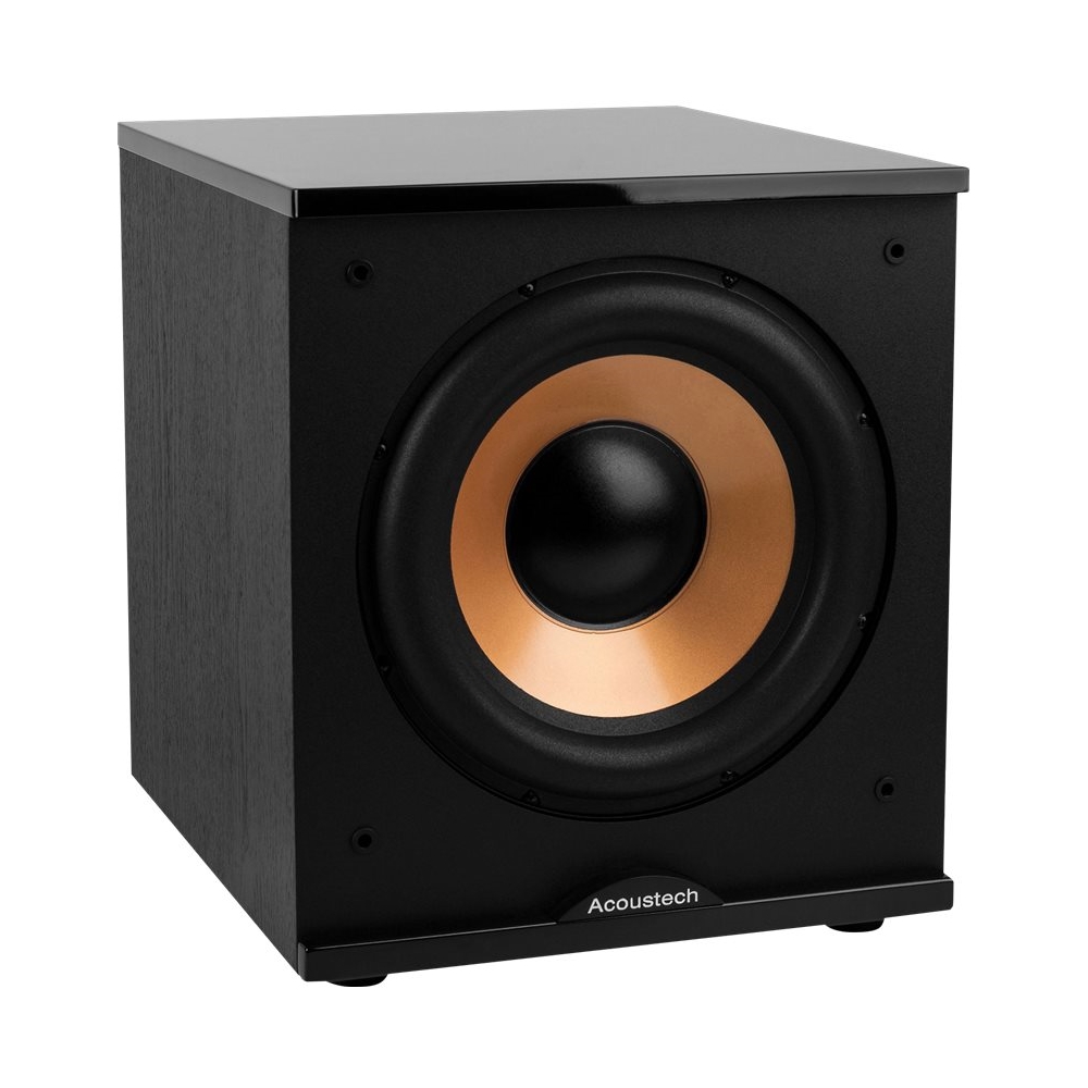 Left View: BIC America - 12" 500W Powered Subwoofer - Black Lacquer