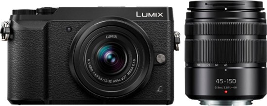 Front Zoom. Panasonic - LUMIX GX85 Mirrorless 4K Photo Digital Camera Body Two Lens Bundle with 12-32mm and 45-150mm Lenses - DMC-GX85WK - Black.