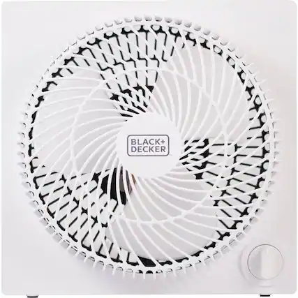 Front. Black & Decker - 9" Tabletop Box Fan - White.